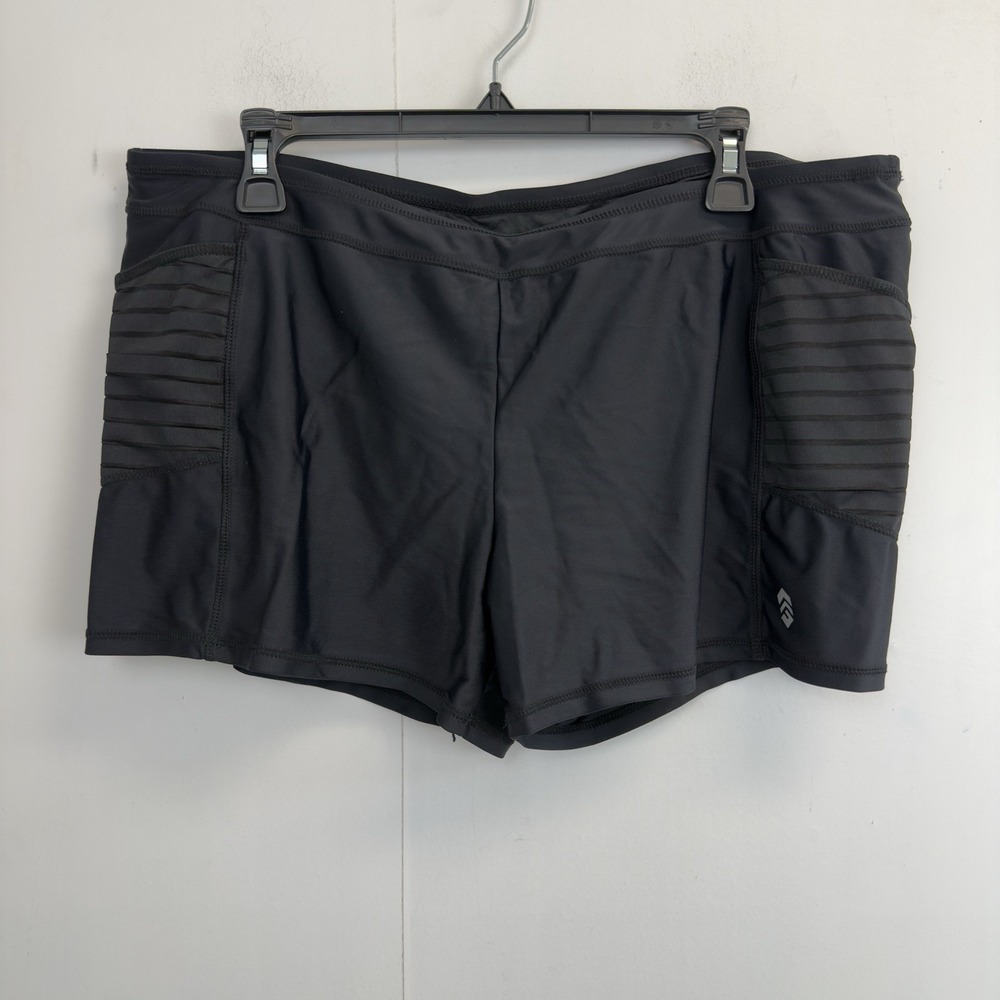 Free Country Swimsuit Shorts Women's XXL 18 Black Pockets Brief Lined Slimming‎